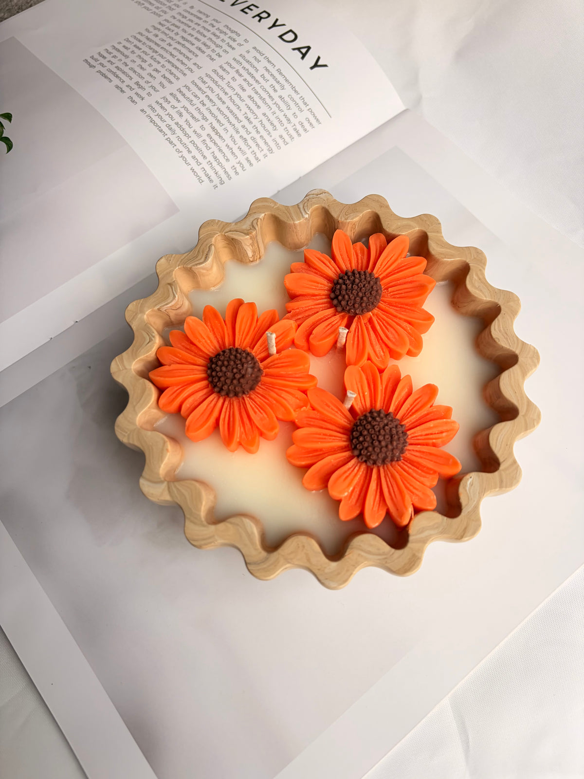 Oversized Three Wick Sunflower Candle