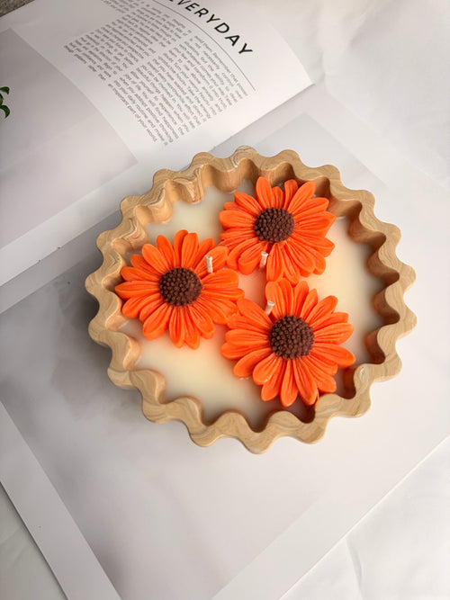 Oversized Three Wick Sunflower Candle
