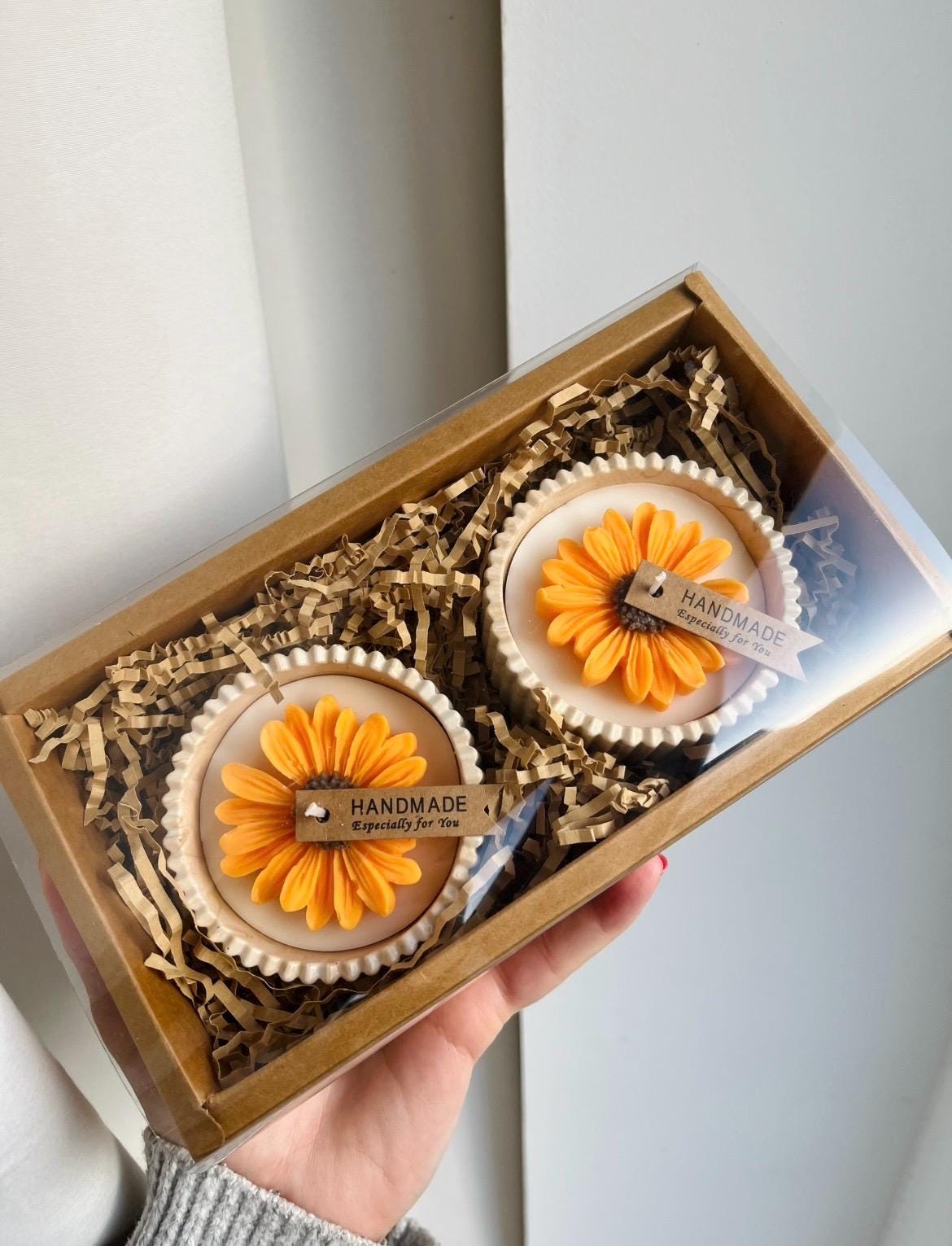Handmade Sunflower Soy Wax Candle Gift Set