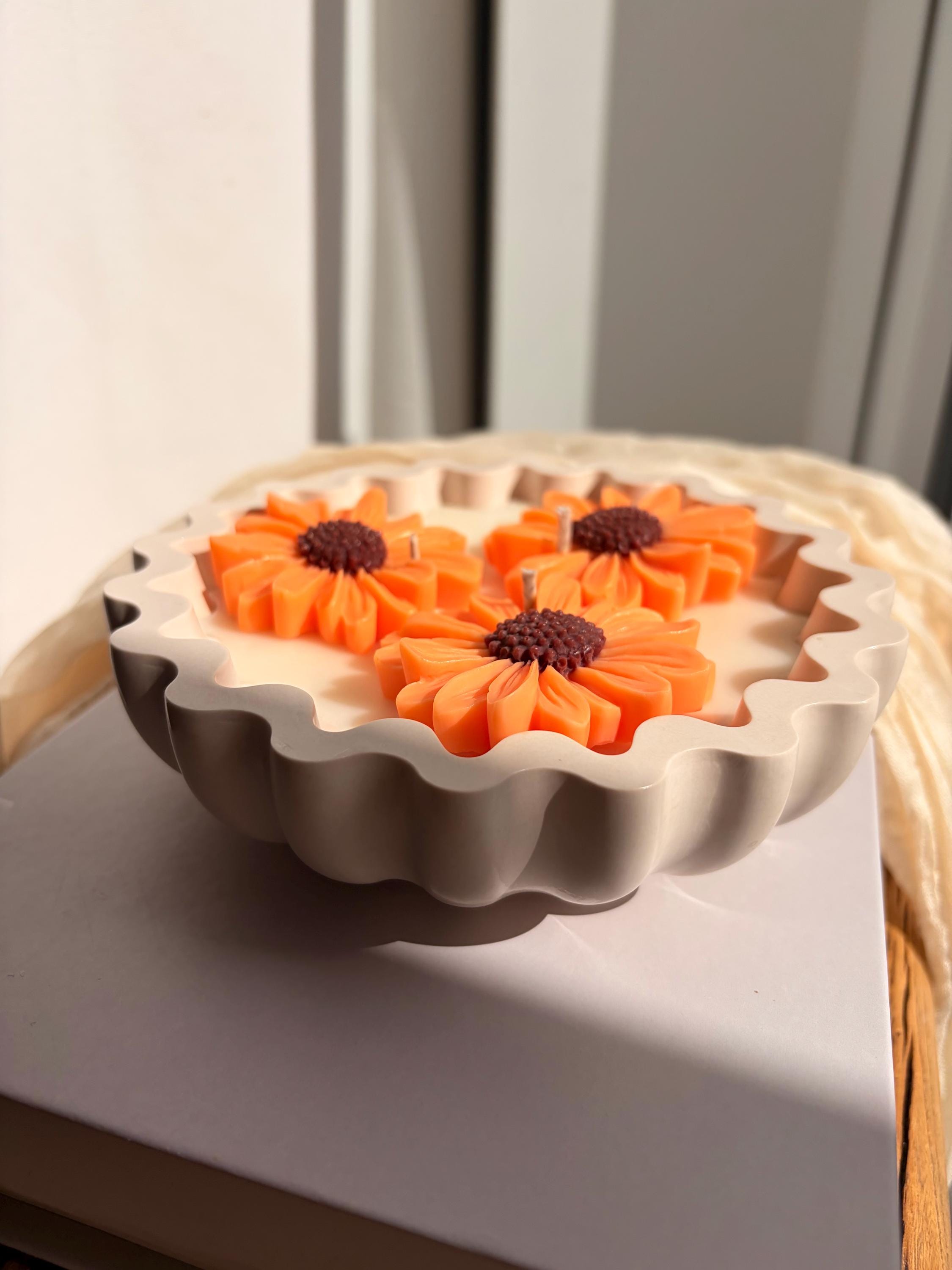 Oversized Three Wick Sunflower Candle