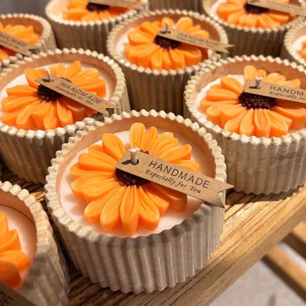 Handmade Sunflower Soy Wax Candle Gift Set